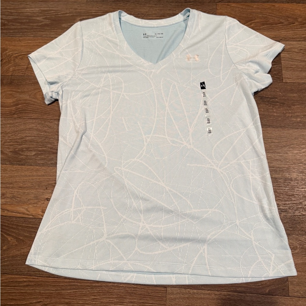 Under Armour Light Blue V-Neck Short Sleeve Performance Tee